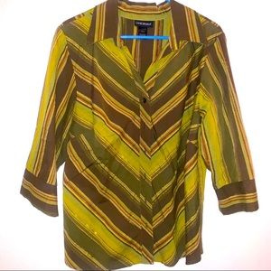 Lane Bryant 14/16 Striped Retro Look Polyester Cotton Lurex Blend Tunic